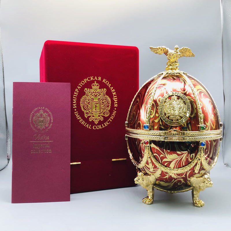 ラドガ インペリアルコレクション ウォッカ 金赤 ファベルジェエッグ型 700ml 赤箱と冊子付き ロシア