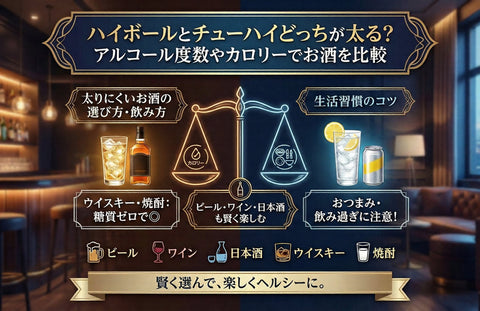 ハイボールとチューハイどっちが太る？アルコール度数とカロリーで見るお酒比較