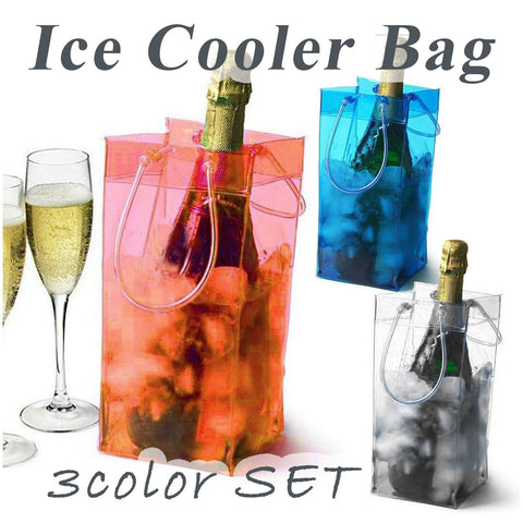 PIENSE アイスクーラーバッグ ワインバッグ 保冷 氷 PVC シャンパン 日本酒 焼酎 飲み物 3色セット SNS映え