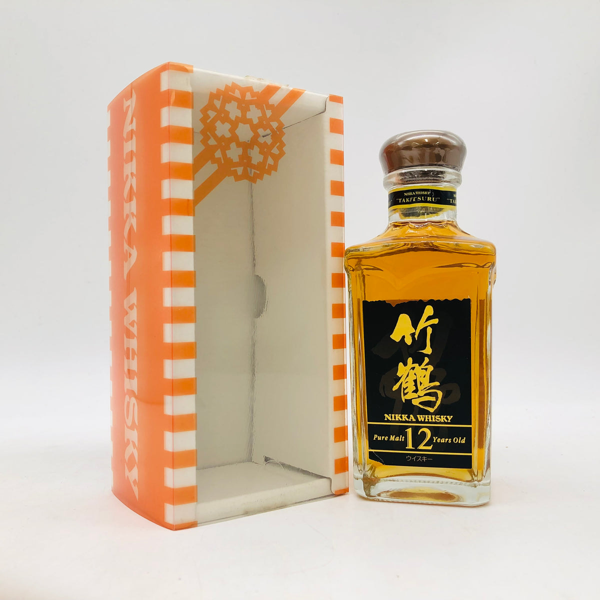 【希少・終売品】竹鶴 12年 ピュアモルト 180ml ニッカ 竹鶴12年 ピュアモルト 角瓶 ベビーボトル 180ml｜リンクサス