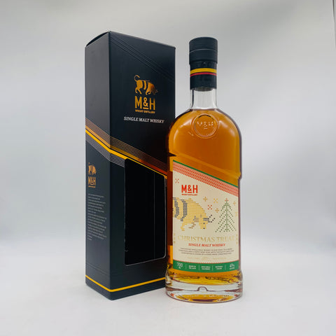 M&H クリスマス トリート 700ml 49％ イスラエル産シングルモルトウイスキー、クリスマスケーキのような香りとスパイシーな余韻