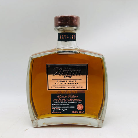 アラン21周年記念エディション 700ml。21年の節目を祝う、アラン蒸溜所渾身のアニバーサリーモルト。