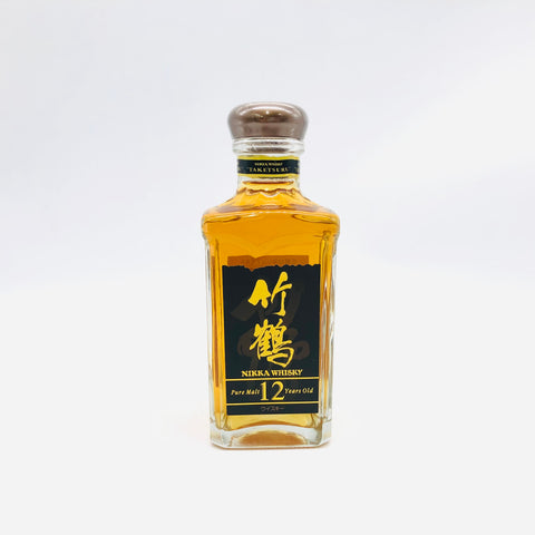 竹鶴12年角瓶 180ml 旧。12年熟成のまろやかで親しみやすいブレンデッド。 