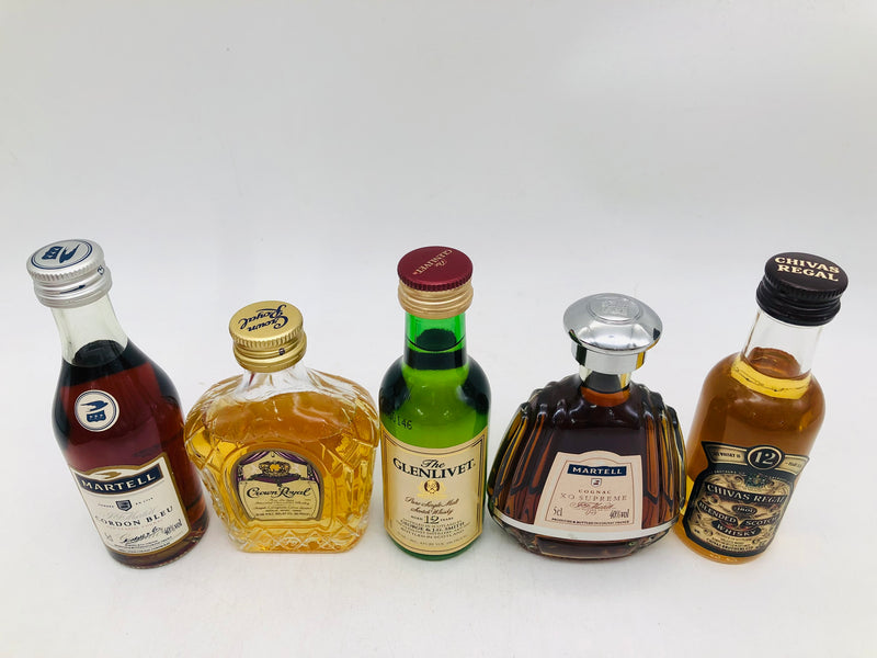 ブランデー ウイスキー ミニチュアボトル 5本セット 50ml – 高級酒 