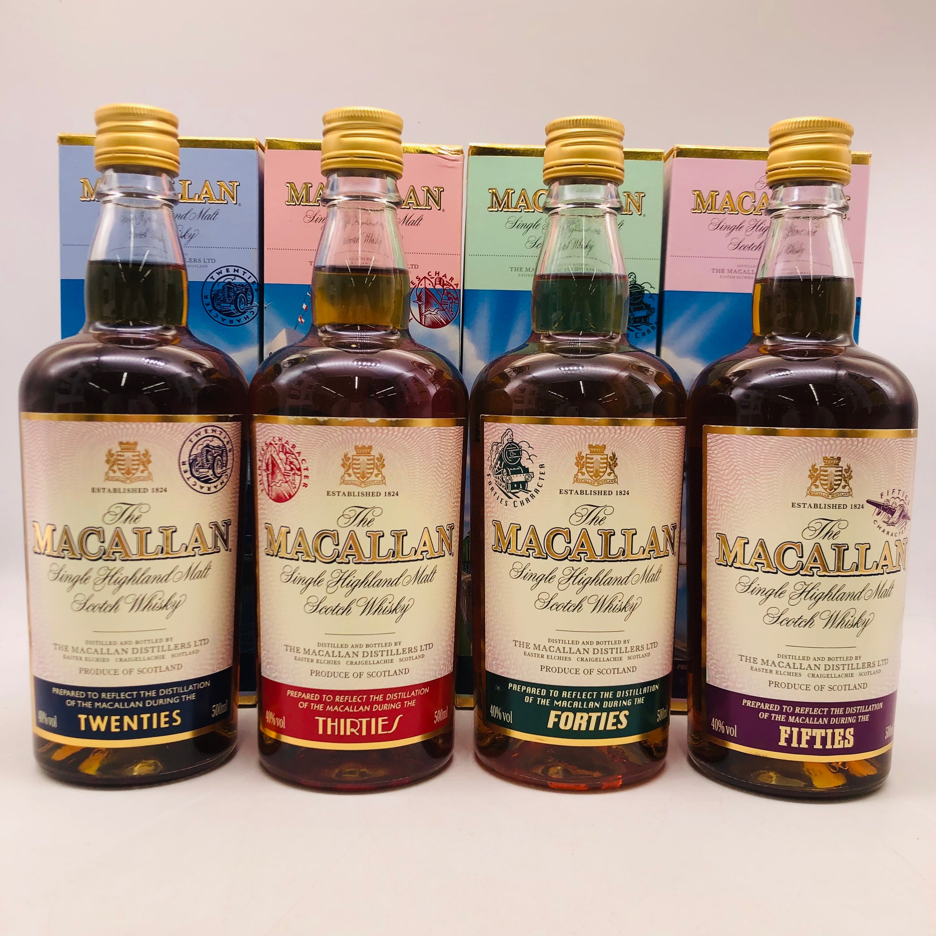 MACALLAN マッカラン TWENTIES THIRTIES FORTIES FIFTIES 紫赤青緑 4本