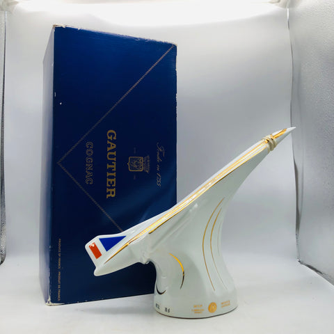 ゴーティエコンコルド飛行機陶器ボトル 700ml。超音速旅客機コンコルドを再現したコレクターズコニャック