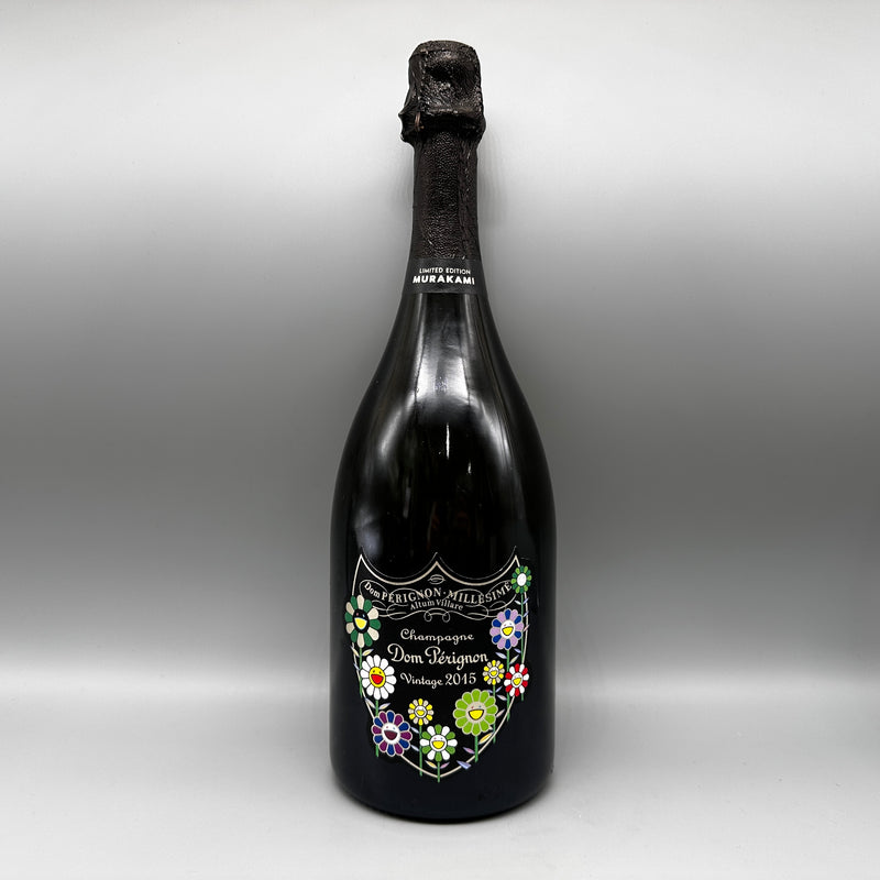ドン ペリニヨン 村上隆エディション 2015 シャンパン 750ml 正面。カラフルなフラワーモチーフの限定アートラベル。
