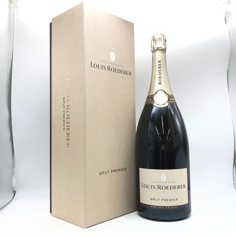 ルイ・ロデレール ブリュット・プルミエ 1500ml。果実味とミネラル感が調和したエレガントな辛口シャンパン。黄金色の泡が美しい逸品。