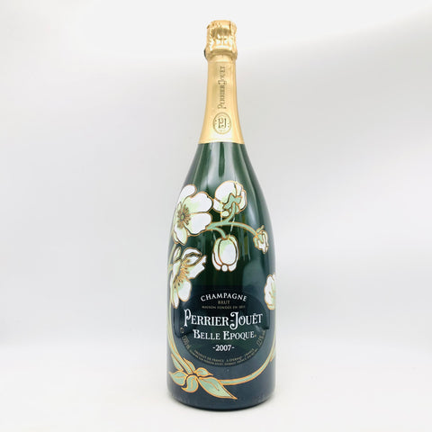 ペリエ・ジュエ ベル・エポック 2007 マグナム 1500ml。白い花と果実の香り、エミール・ガレのアネモネ模様が美しい高級シャンパン。