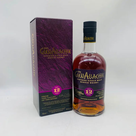 グレンアラヒー 12年のスコッチウイスキーと紫のパッケージボックス