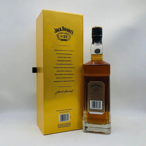 ジャックダニエル No.27 ゴールド ウイスキーと黄色いパッケージボックスの画像