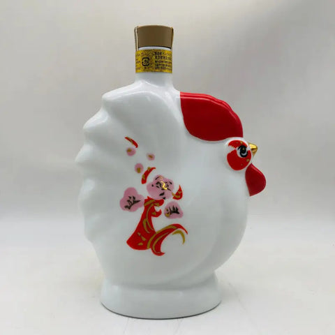 陶器のニワトリ型ボトル、サントリーのジャパニーズウイスキー600ml。